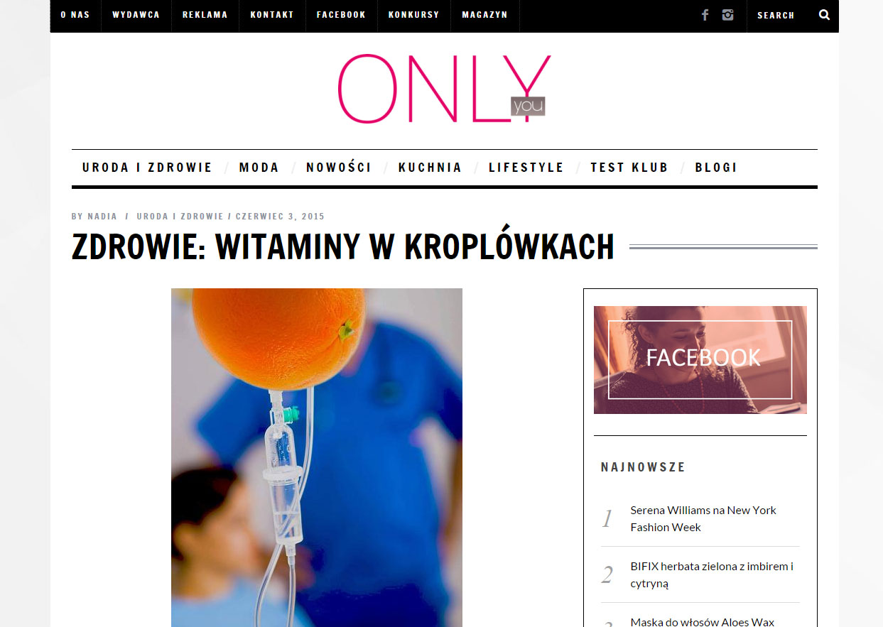 Onlyyoumagazine.pl – witaminy w kroplówkach